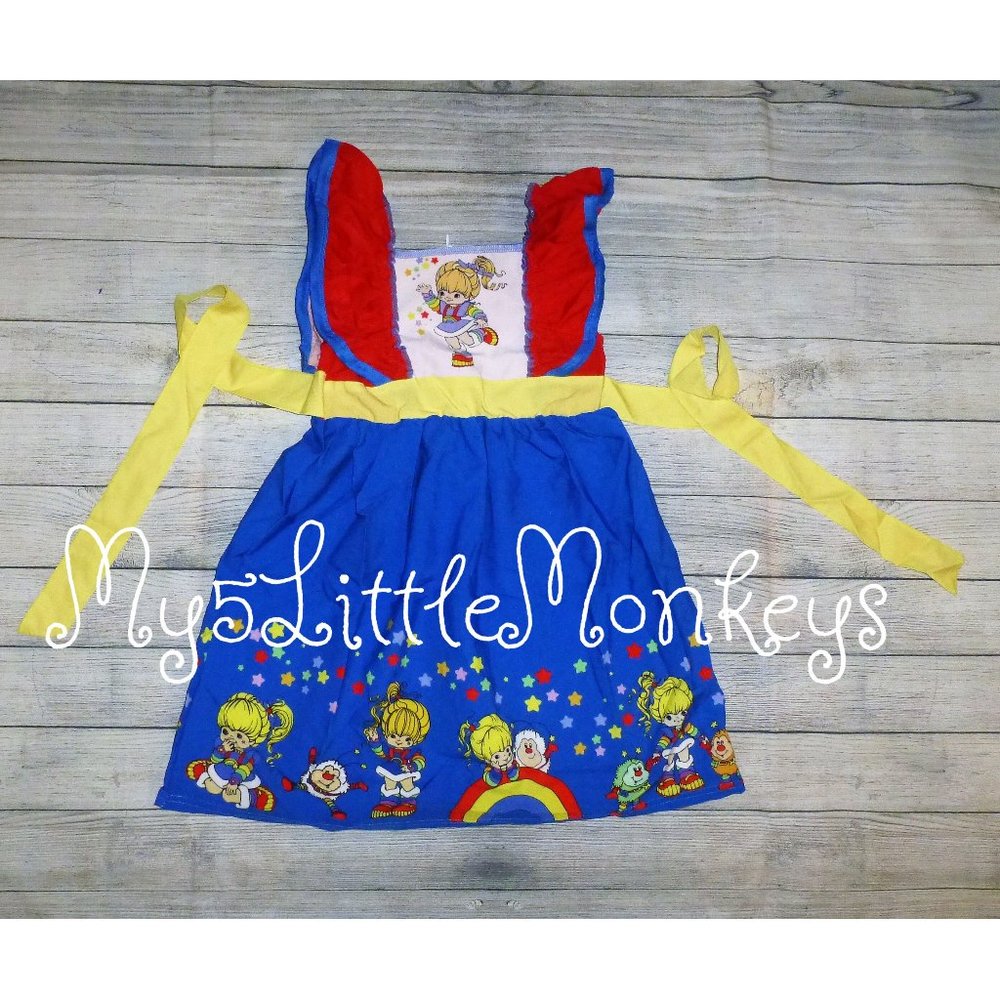 Boutique Rainbow Brite Girls Ruffle Dress